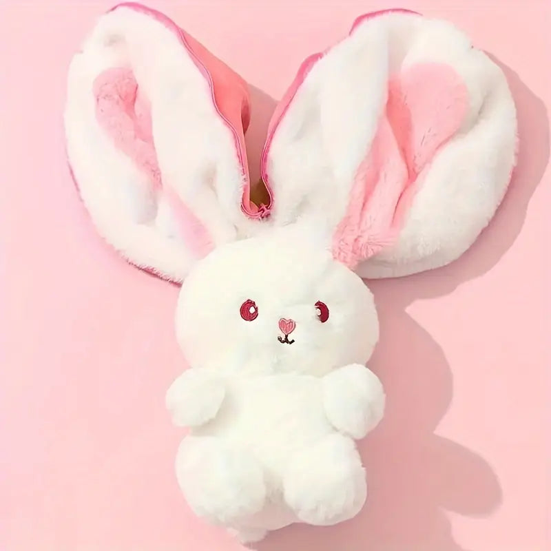 Plush Strawberry Rabbit Toy White & Pink Teddy Bear