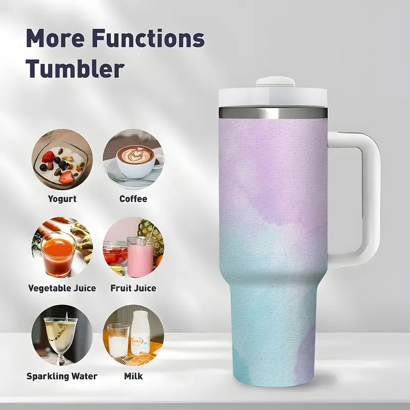 Pastel Tie-Dye 40oz Tumbler – Soft Cement Texture