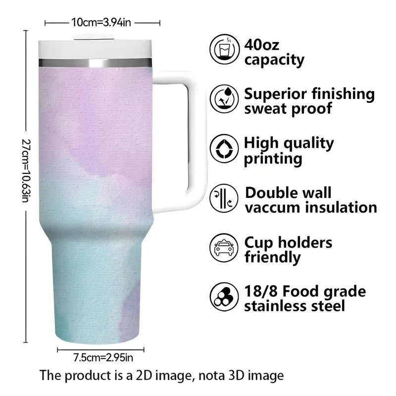 Pastel Tie-Dye 40oz Tumbler – Soft Cement Texture