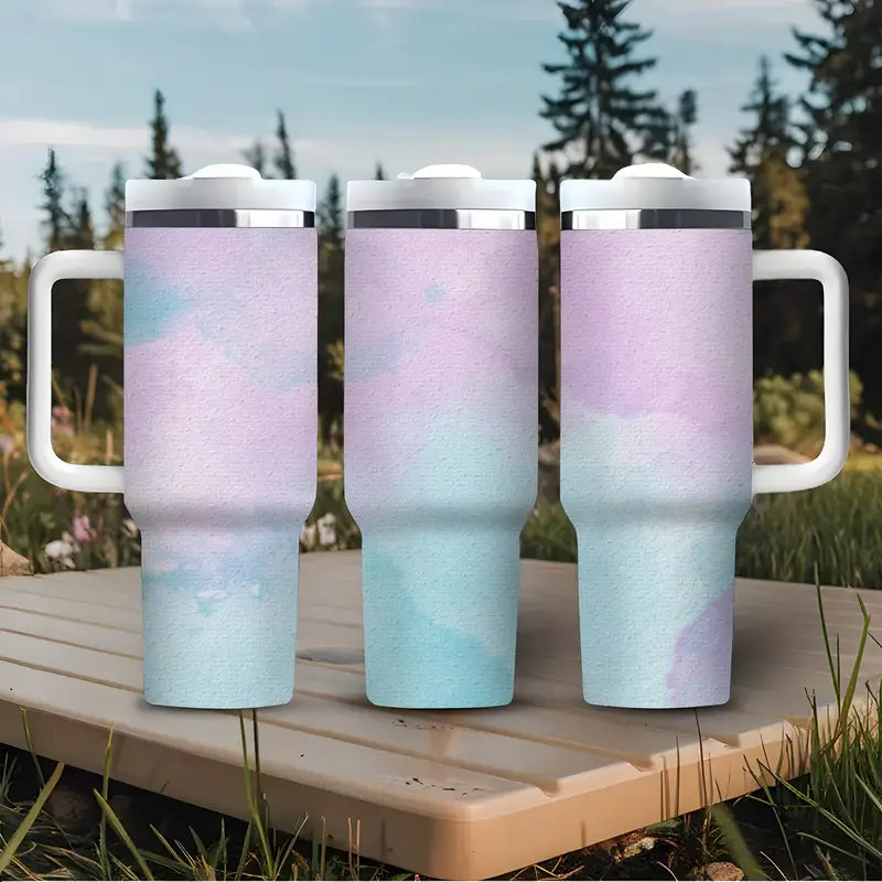 Pastel Tie-Dye 40oz Tumbler – Soft Cement Texture