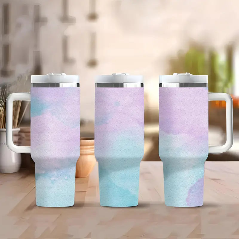 Pastel Tie-Dye 40oz Tumbler – Soft Cement Texture