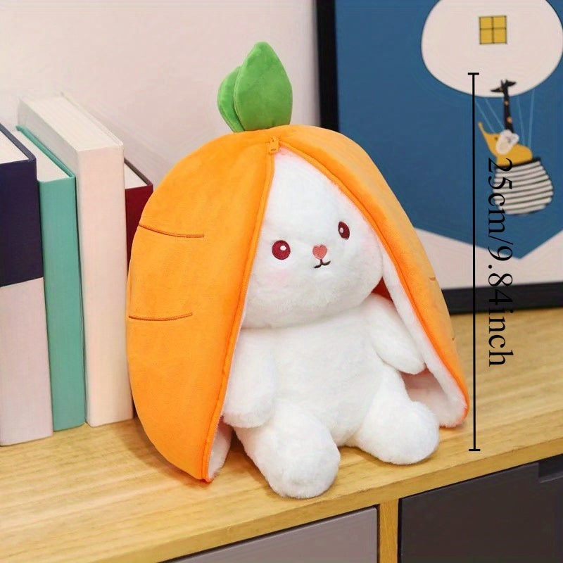 Plush Carrot Rabbit Toy, White & Orange Teddy Bear
