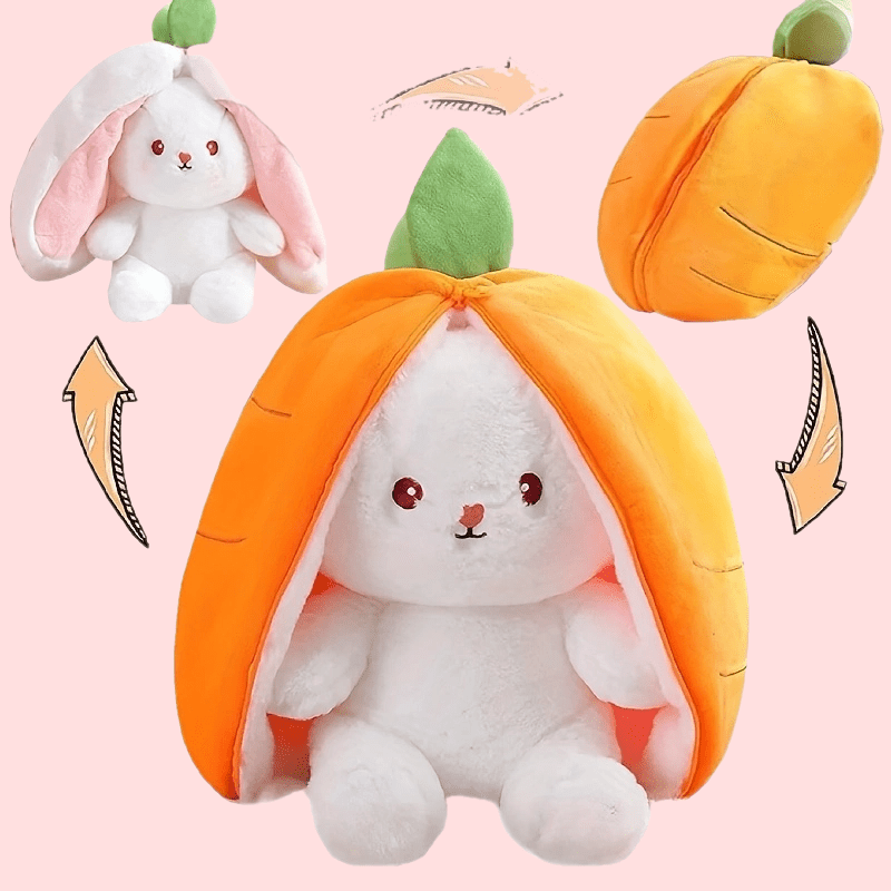 Plush Carrot Rabbit Toy, White & Orange Teddy Bear