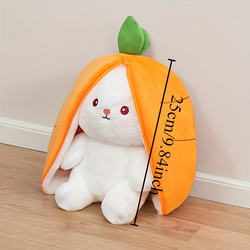 Plush Carrot Rabbit Toy, White & Orange Teddy Bear