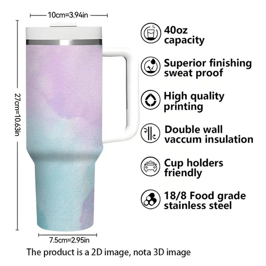 Pastel Tie-Dye 40oz Tumbler – Soft Cement Texture